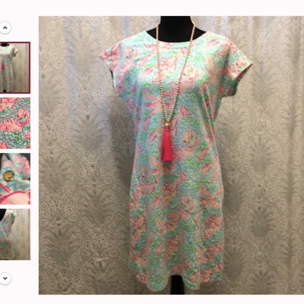 Lobster Westerly Lobsta Roll Blue Pink Lilly Pulitzer Dres